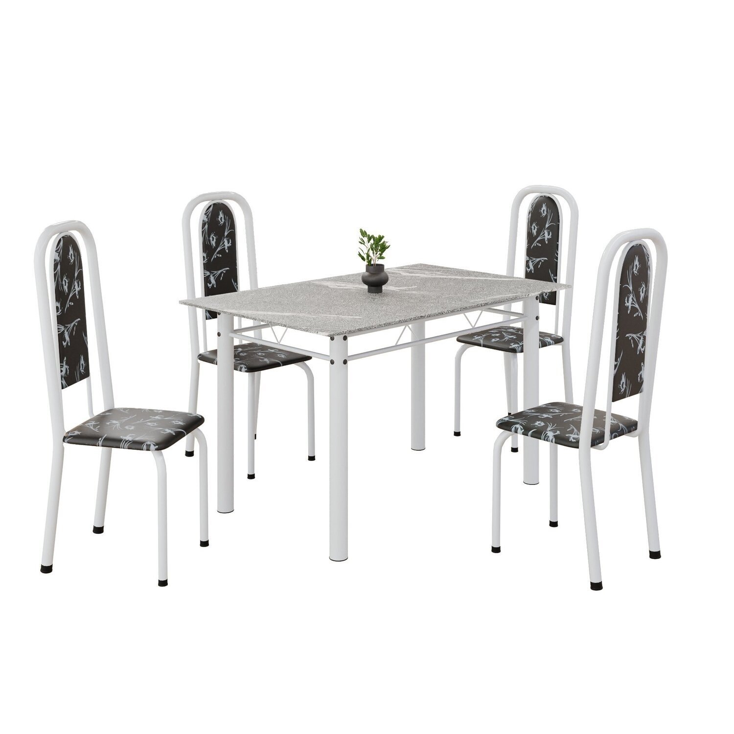 Conjunto de Mesa Retangular 120x75cm Tampo Granito Topázio 4 Cadeiras Lavínea - 2