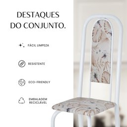 Conjunto de Mesa Retangular 120x75cm Tampo Granito Topázio 4 Cadeiras Lavínea - 5