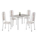 Ver imagem 2 de Conjunto de Mesa Retangular 120x75cm Tampo Granito Topázio 4 Cadeiras Lavínea Branco/Botanic Bege