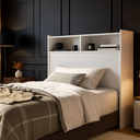 Ver imagem 1 de Cabeceira Melissa Box Solteiro 90cm para Quarto com Nichos e Prateleiras de Mdf