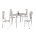 Ver imagem 2 de Conjunto de Mesa Retangular 120x75cm Tampo Granito Topázio 4 Cadeiras Lavínea Branco/Arabesco