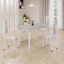 Ver imagem 1 de Conjunto de Mesa Retangular 120x75cm Tampo Granito Topázio 4 Cadeiras Lavínea Branco/Arabesco