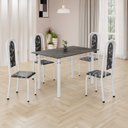 Ver imagem 1 de Conjunto de Mesa Retangular 120x75cm Tampo Ardósia Indiano 4 Cadeiras Lavínea Branco/Preto Floral