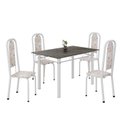 Ver imagem 2 de Conjunto de Mesa Retangular 120x75cm Tampo Ardósia Indiano 4 Cadeiras Lavínea Branco/Botanic Bege