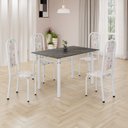Ver imagem 1 de Conjunto de Mesa Retangular 120x75cm Tampo Ardósia Indiano 4 Cadeiras Lavínea Branco/Botanic Bege