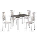 Ver imagem 2 de Conjunto de Mesa Retangular 120x75cm Tampo Ardósia Indiano 4 Cadeiras Lavínea Branco/Arabesco