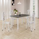 Ver imagem 1 de Conjunto de Mesa Retangular 120x75cm Tampo Ardósia Indiano 4 Cadeiras Lavínea Branco/Arabesco