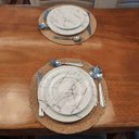 Ver imagem 4 de Jogo 6 Pratos de Sobremesa de Porcelana Germer Mármore Branco Raso Nero 20,5cm