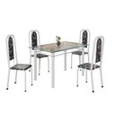 Ver imagem 2 de Conjunto de Mesa Retangular a 120x75cm Tampo de Vidro 4 Cadeiras Lavínea Branco/Preto Floral