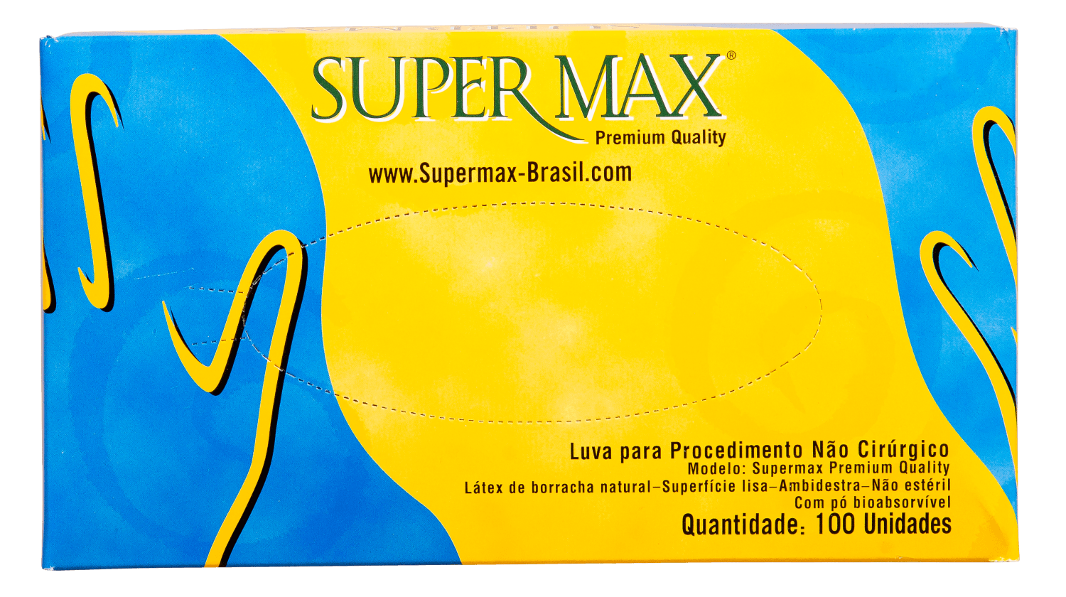 Luva Làtex Descartável de Procedimento com Pó (p) com 100 Unidades Supermax Luva de Látex com Pó Tam - 1