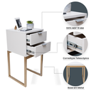 Ver imagem 3 de Mesa de Cabeceira Industrial Eco 30 com 2 Gavetas Base Dourada - Enviamos Montado