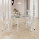 Ver imagem 1 de Conjunto de Mesa Retangular a 120x75cm Tampo de Vidro 4 Cadeiras Lavínea Branco/Botanic Bege