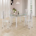 Ver imagem 1 de Conjunto de Mesa Retangular a 120x75cm Tampo de Vidro 4 Cadeiras Lavínea Branco/Arabesco