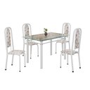 Ver imagem 2 de Conjunto de Mesa Retangular a 120x75cm Tampo de Vidro 4 Cadeiras Lavínea Branco/Arabesco