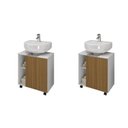 Ver imagem 6 de Kit com 2 Gabinetes de Coluna 1 Porta Pequin Branco/Ripado