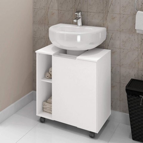 Kit com 2 Gabinetes de Coluna 1 Porta Pequin Branco