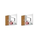 Ver imagem 7 de Kit com 2 Espelheiras para Banheiro 1 Porta 2 Prateleiras Gênova Branco/Ripado