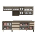Ver imagem 4 de Cozinha Completa Modulada 6 Peças 100% MDF com Tampo para Cooktop Connect Marrom/Duna/Cristal