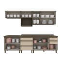 Ver imagem 4 de Cozinha Completa Modulada 6 Peças 100% MDF com Tampo para Cooktop Connect Marrom/Duna/Cristal