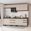 Ver imagem 1 de Cozinha Completa Modulada 6 Peças 100% MDF com Tampo para Cooktop Connect Marrom/Duna/Cristal