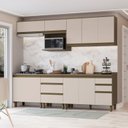 Ver imagem 1 de Cozinha Completa Modulada 6 Peças 100% MDF com Tampo para Cooktop Connect Marrom/Duna/Cristal