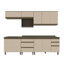 Ver imagem 2 de Cozinha Completa Modulada 6 Peças 100% MDF com Tampo para Cooktop Connect Marrom/Duna/Cristal
