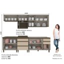 Ver imagem 3 de Cozinha Completa Modulada 6 Peças 100% MDF com Aéreo para Micro-Ondas Connect Marrom/Duna/Cristal