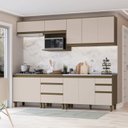 Ver imagem 1 de Cozinha Completa Modulada 6 Peças 100% MDF com Aéreo para Micro-Ondas Connect Marrom/Duna/Cristal