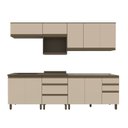 Ver imagem 2 de Cozinha Completa Modulada 6 Peças 100% MDF com Aéreo para Micro-Ondas Connect Marrom/Duna/Cristal