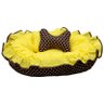 Cama Pet Ninho Redonda Dupla Face Lavável Antialérgico Luxo:bolinha Marrom/amarelo - 4
