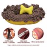 Cama Pet Ninho Redonda Dupla Face Lavável Antialérgico Luxo:bolinha Marrom/amarelo - 7