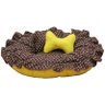 Cama Pet Ninho Redonda Dupla Face Lavável Antialérgico Luxo:bolinha Marrom/amarelo - 1
