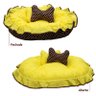 Cama Pet Ninho Redonda Dupla Face Lavável Antialérgico Luxo:bolinha Marrom/amarelo - 6