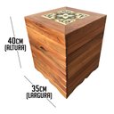 Ver imagem 2 de Banqueta em Madeira de Demolição com Ladrilho Rústico Mesa de canto Libertas Rosas Artesanato Banque