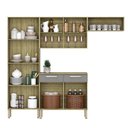 Ver imagem 3 de Armário de Cozinha Compacta 10 Portas 2 Gaveta com Balcão Atenas - Freijó/gris