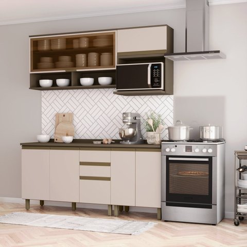 Cozinha Completa Modulada 4 Peças 100% MDF com Tampo Connect