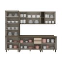 Ver imagem 4 de Cozinha Completa Modulada 6 Peças 100% MDF com Cristaleira Connect Marrom/Duna/Cristal