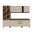 Ver imagem 2 de Cozinha Completa Modulada 6 Peças 100% MDF com Cristaleira Connect Marrom/Duna/Cristal