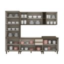 Ver imagem 4 de Cozinha Completa Modulada 6 Peças 100% MDF com Cristaleira Connect Marrom/Duna/Cristal