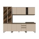 Ver imagem 2 de Cozinha Completa Modulada 6 Peças 100% MDF com Cristaleira Connect Marrom/Duna/Cristal