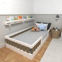 Ver imagem 6 de Conjunto Infantil de Cama Montessoriana e Escrivaninha com Regulagem de Altura Branco/Carvalho Mel