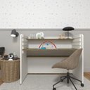 Ver imagem 4 de Conjunto Infantil de Cama Montessoriana e Escrivaninha com Regulagem de Altura Branco/Carvalho Mel