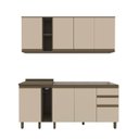 Ver imagem 2 de Cozinha Completa Modulada 6 Peças 100% MDF com Tampo Connect Marrom/Duna/Cristal