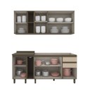 Ver imagem 4 de Cozinha Completa Modulada 6 Peças 100% MDF com Tampo Connect Marrom/Duna/Cristal