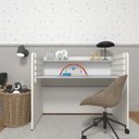 Ver imagem 4 de Conjunto Infantil de Cama Montessoriana e Escrivaninha com Regulagem de Altura Branco/Cinza Cristal