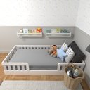 Ver mais imagens de Conjunto Infantil de Cama Montessoriana e Escrivaninha com Regulagem de Altura Branco/Cinza Cristal