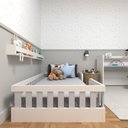 Ver imagem 5 de Conjunto Infantil de Cama Montessoriana e Escrivaninha com Regulagem de Altura Branco/Cinza Cristal