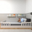 Ver imagem 7 de Conjunto Infantil de Cama Montessoriana e Escrivaninha com Regulagem de Altura Branco/Cinza Cristal