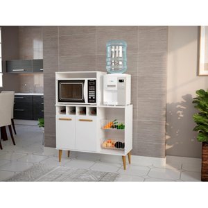 Balcão Fruteira Nu Estilo Retrô com Adega Cor Branco