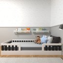 Ver imagem 7 de Conjunto Infantil de Cama Montessoriana e Escrivaninha com Regulagem de Altura Branco/Preto